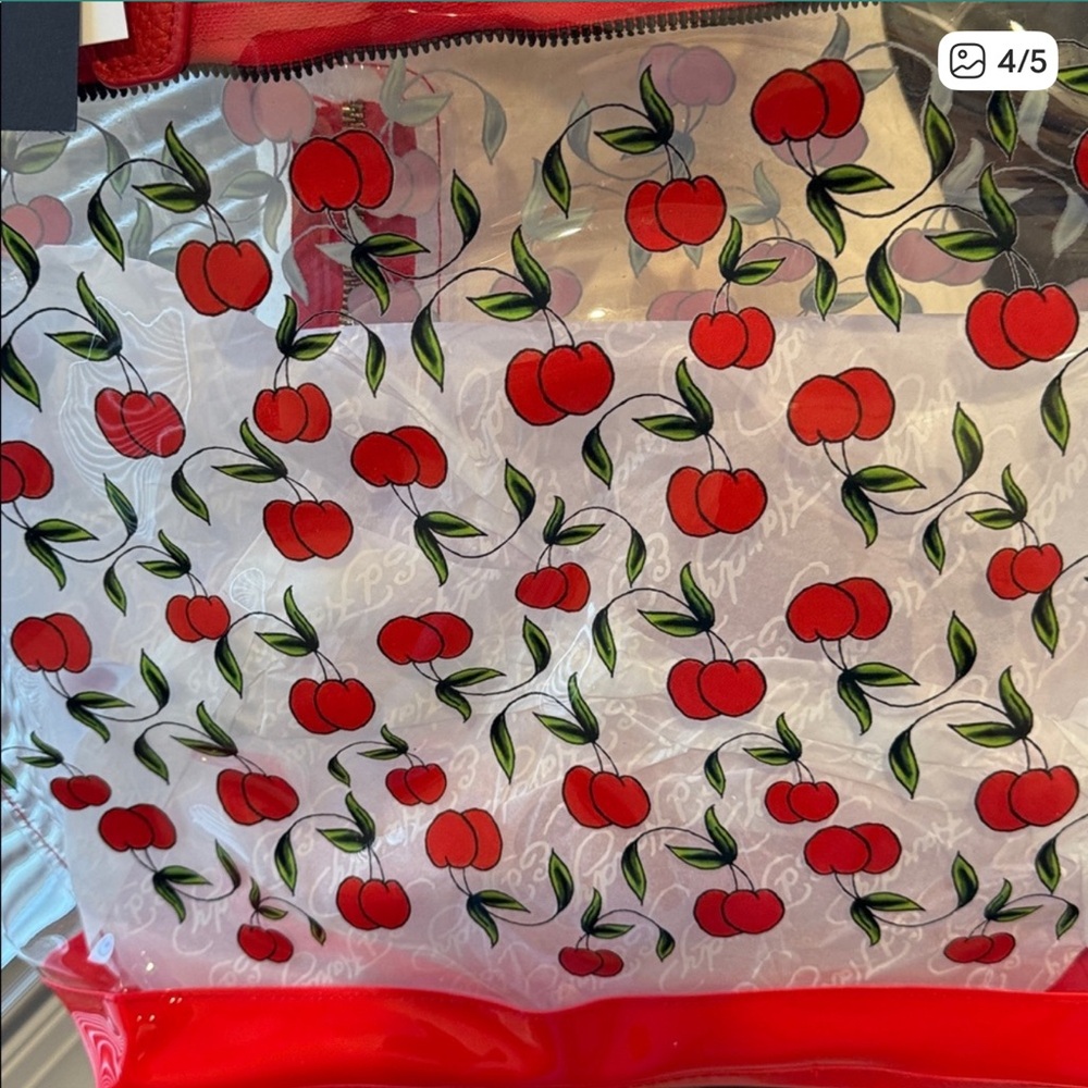 Ed Hardy Clear Tote with Red Cherry Design - Picture 4 of 7